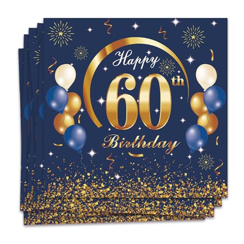 MORAINJAY 60 Geburtstag Papierserviette,20 Stück Blau mit Gold Geburtstagsservietten für Mann Frau 60 Party,16.5cm Quadrat Servietten für 60. Geburtstag Party Deko MORAINJAY 60 Geburtstag Papierserviette,20 Stück Blau mit Gold Geburtstagsservietten für Mann Frau 60 Party,16.5cm Quadrat Servietten für 60. Geburtstag Party Deko von MORAINJAY