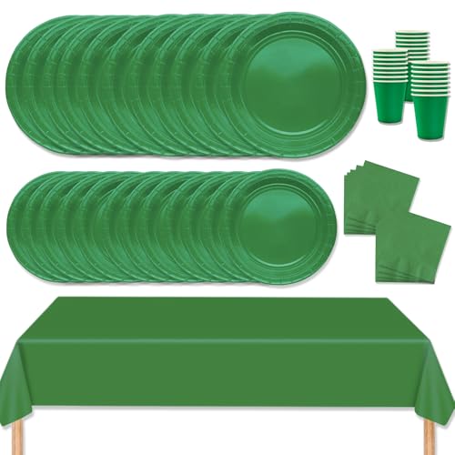 MORAINJAY 69 Stück Partygeschirr Set,Grün Papiergeschirr Set,Geburtstag Party Geschirr Set mit Tischdecke Pappteller Servietten Becher,für Hochzeiten,Weihnachten Geburtstagsparty Deko-16 Gäste MORAINJAY 69 Stück Partygeschirr Set,Grün Papiergeschirr Set,Geburtstag Party Geschirr Set mit Tischdecke Pappteller Servietten Becher,für Hochzeiten,Weihnachten Geburtstagsparty Deko-16 Gäste von MORAINJAY
