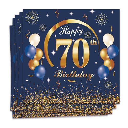 MORAINJAY 70 Geburtstag Papierserviette,20 Stück Blau mit Gold Geburtstagsservietten für Mann Frau 70 Party,16.5cm Quadrat Servietten für 70. Geburtstag Party Deko MORAINJAY 70 Geburtstag Papierserviette,20 Stück Blau mit Gold Geburtstagsservietten für Mann Frau 70 Party,16.5cm Quadrat Servietten für 70. Geburtstag Party Deko von MORAINJAY