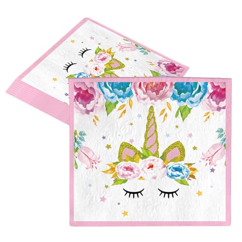 MORAINJAY Einhorn Geburtstag Servietten, 20 Stück Rosa Prinzessinnen Party Servietten Tischdeko, 33x33cm Papierservietten Paper Napkins, Kindergeburtstag Party Zubehör für Mädchen Deko Tischserviette MORAINJAY Einhorn Geburtstag Servietten, 20 Stück Rosa Prinzessinnen Party Servietten Tischdeko, 33x33cm Papierservietten Paper Napkins, Kindergeburtstag Party Zubehör für Mädchen Deko Tischserviette von MORAINJAY