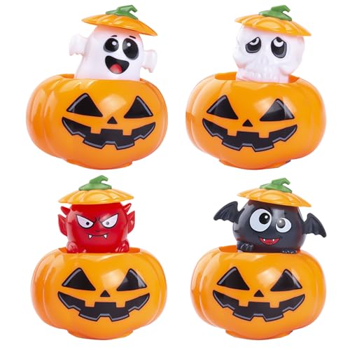 4Pcs Halloween Aufziehspielzeug Kürbis, Wind Up Spielzeug Mitgebsel Uhrwerk Lauf Spring Spielzeug Süßes Oder Saures, Mini Kürbis Figuren Uhrwerkspielzeug für Halloween Party Kinder Geschenk Goody Bag 4Pcs Halloween Aufziehspielzeug Kürbis, Wind Up Spielzeug Mitgebsel Uhrwerk Lauf Spring Spielzeug Süßes Oder Saures, Mini Kürbis Figuren Uhrwerkspielzeug für Halloween Party Kinder Geschenk Goody Bag von MORAINJAY