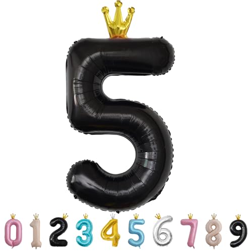 Luftballon Zahl 5 Schwarz, 101cm Riesen Zahlenballon Nummer 0 1 2 3 4 5 6 7 8 9 10 16 18 21 30 40 50 60 70 80 90 100, 40" Groß Folienballons für Hochzeit Jubiläum, Geburtstagsballons Party Dekoration Luftballon Zahl 5 Schwarz, 101cm Riesen Zahlenballon Nummer 0 1 2 3 4 5 6 7 8 9 10 16 18 21 30 40 50 60 70 80 90 100, 40" Groß Folienballons für Hochzeit Jubiläum, Geburtstagsballons Party Dekoration von MORAINJAY