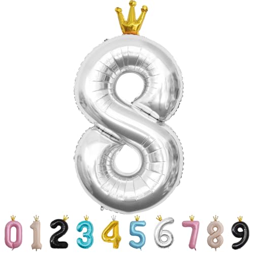 Luftballon Zahl 8 Silber, 101cm Riesen Zahlenballon Nummer 0 1 2 3 4 5 6 7 8 9 10 16 18 21 30 40 50 60 70 80 90 100, 40" Groß Folienballons für Hochzeit Jubiläum, Geburtstagsballons Party Dekoration Luftballon Zahl 8 Silber, 101cm Riesen Zahlenballon Nummer 0 1 2 3 4 5 6 7 8 9 10 16 18 21 30 40 50 60 70 80 90 100, 40" Groß Folienballons für Hochzeit Jubiläum, Geburtstagsballons Party Dekoration von MORAINJAY