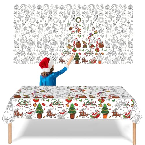 MORAINJAY Weihnachten Papier Tischdecke Zum Ausmalen, 137x274cm Ausmaltischdecke für Kinder, Rechteck Wasserdicht Rätsel Tischdecke, Partydekorationen MORAINJAY Weihnachten Papier Tischdecke Zum Ausmalen, 137x274cm Ausmaltischdecke für Kinder, Rechteck Wasserdicht Rätsel Tischdecke, Partydekorationen von MORAINJAY