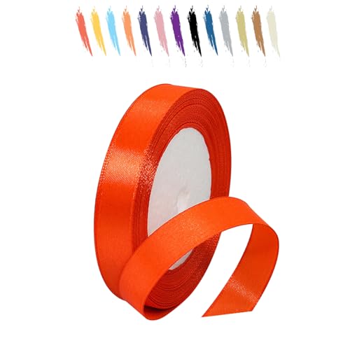 Orange Rot 15mm Satinband 23 Meter, Polyesterband, verschönern Sie Ihre Bastelarbeiten und Feiern, ideal für Geschenkverpackungen, Dekorationen, Hochzeitsautoband, Bänder zum Basteln von MORAINJAY