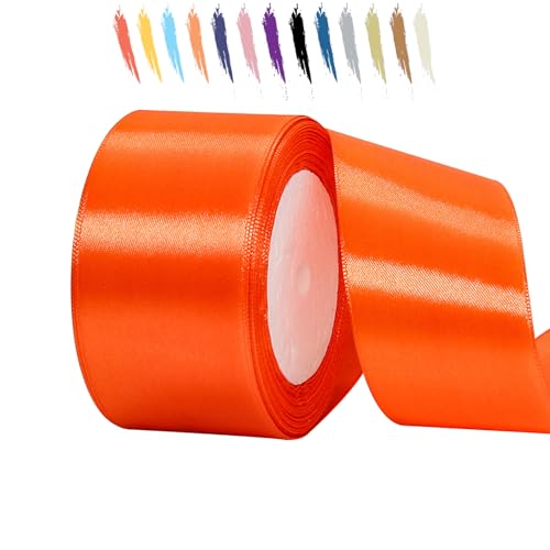 Orange Rot 50mm Satinband 23 Meter, Polyesterband, verschönern Sie Ihre Bastelarbeiten und Feiern, ideal für Geschenkverpackungen, Dekorationen, Hochzeitsautoband, Bänder zum Basteln von MORAINJAY