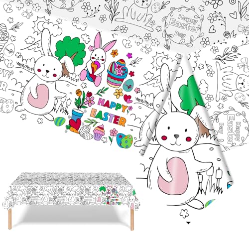 MORAINJAY Oster Tischdecke Ausmalen, 137x274cm Papier Tischdecke Ostern zum Ausmalen, Ostertischdecke Ausmaltischdecke, Ausmalbilder Kinder, Ostergeschenk für Kinder, Basteln Ostern, Mal Mich Bunt von MORAINJAY