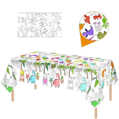 Papier Tischdecke zum Ausmalen,137x274cm Ausmaltischdecke zum Kinder Beschäftigung,Rechteck Wasserdicht Rätsel Tischdecke,Dinosaurier Thema Partydekorationen beim Kindergeburtstag Papier Tischdecke zum Ausmalen,137x274cm Ausmaltischdecke zum Kinder Beschäftigung,Rechteck Wasserdicht Rätsel Tischdecke,Dinosaurier Thema Partydekorationen beim Kindergeburtstag von MORAINJAY