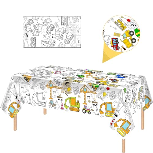 Papier Tischdecke zum Ausmalen,137x274cm Ausmaltischdecke zum Kinder Beschäftigung,Rechteck Wasserdicht Rätsel Tischdecke,Ingenieurfahrzeug Thema Partydekorationen beim Kindergeburtstag Papier Tischdecke zum Ausmalen,137x274cm Ausmaltischdecke zum Kinder Beschäftigung,Rechteck Wasserdicht Rätsel Tischdecke,Ingenieurfahrzeug Thema Partydekorationen beim Kindergeburtstag von MORAINJAY