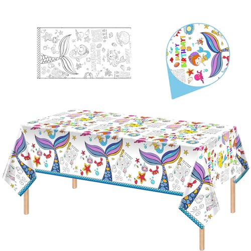Papier Tischdecke zum Ausmalen,137x274cm Ausmaltischdecke zum Kinder Beschäftigung,Rechteck Wasserdicht Rätsel Tischdecke,Meerjungfrauen Thema Partydekorationen beim Kindergeburtstag Papier Tischdecke zum Ausmalen,137x274cm Ausmaltischdecke zum Kinder Beschäftigung,Rechteck Wasserdicht Rätsel Tischdecke,Meerjungfrauen Thema Partydekorationen beim Kindergeburtstag von MORAINJAY