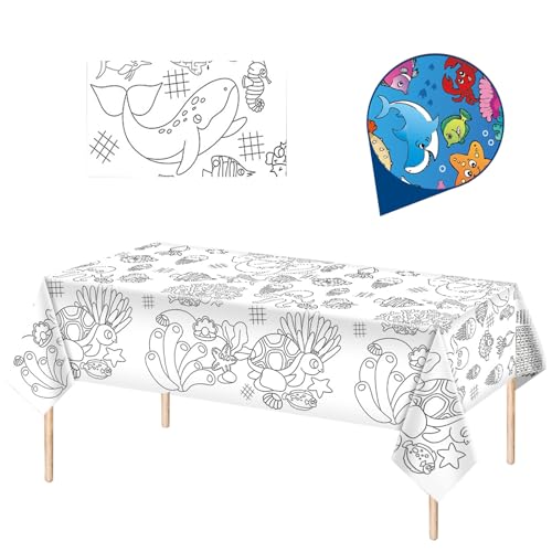 Papier Tischdecke zum Ausmalen,137x274cm Ausmaltischdecke zum Kinder Beschäftigung,Rechteck Wasserdicht Rätsel Tischdecke,Unterwasserwelt Thema Partydekorationen beim Kindergeburtstag Papier Tischdecke zum Ausmalen,137x274cm Ausmaltischdecke zum Kinder Beschäftigung,Rechteck Wasserdicht Rätsel Tischdecke,Unterwasserwelt Thema Partydekorationen beim Kindergeburtstag von MORAINJAY