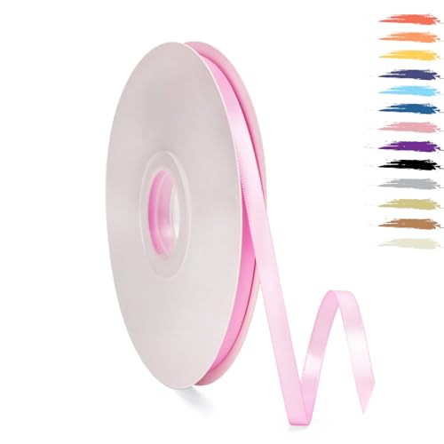 Rosenrot 6mm Satinband 95 Meter, Polyesterband, verschönern Sie Ihre Bastelarbeiten und Feiern, ideal für Geschenkverpackungen, Dekorationen, Hochzeitsautoband, Bänder zum Basteln von MORAINJAY