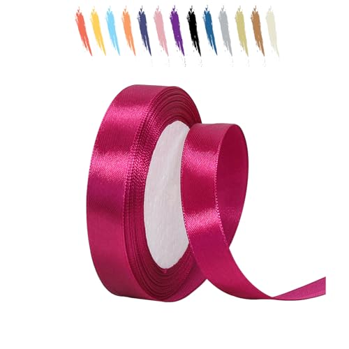Tiefe Rose 15mm Satinband 23 Meter, Polyesterband, verschönern Sie Ihre Bastelarbeiten und Feiern, ideal für Geschenkverpackungen, Dekorationen, Hochzeitsautoband, Bänder zum Basteln von MORAINJAY