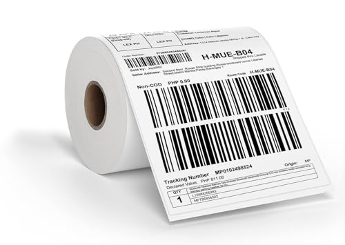 MORE FREE 350/Rolle x 1 Rolle Thermo-Versandetiketten, 10,2 x 15,2 cm, wasserdichte Etiketten für den Transport, Etikett (100 mm x 150 mm) für Verpackung (350/Rolle x 1 Rollen) von MORE FREE