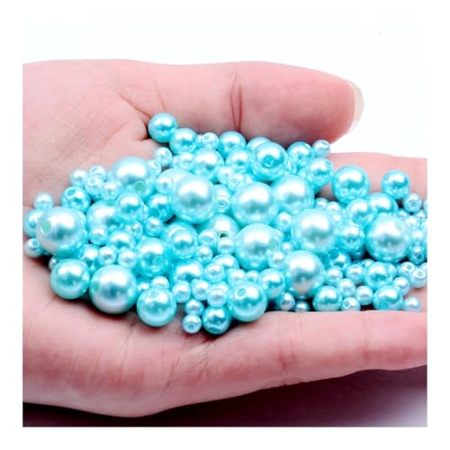3–12 mm ABS-Imitationsperlen in mehreren Farben, helles gerades Loch, runde Perlen für Schmuckherstellung, Zubehör zur Herstellung von Halsketten, Seeblau, 1,5 mm, 400 Stück von MORENTSU