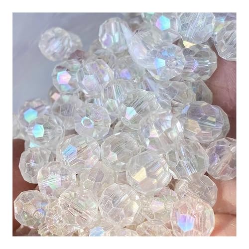 500 Stück 6/8/10 mm schillernde, transparente Acrylperlen für Modeschmuck / DIY / Perlentaschen-Design (Weiß, 6 mm) von MORENTSU