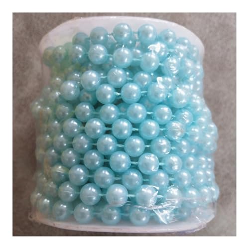 9,1 Meter/Los ABS-Imitation 8 mm Perlenkette, Weihnachtsvorhang, Dekoration, DIY-Zubehör, Weiß, Rot, Blau, Grün (Hellblau) von MORENTSU