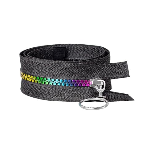 MORENTSU 2 Stück, 5 # Bunte Regenbogen Harz Reißverschluss Herzform Zähne Reißverschluss DIY Kleidung Daunenjacke Rucksack Lange Reißverschluss Reparaturzubehör (schwarz, 30cm_5 #) von MORENTSU