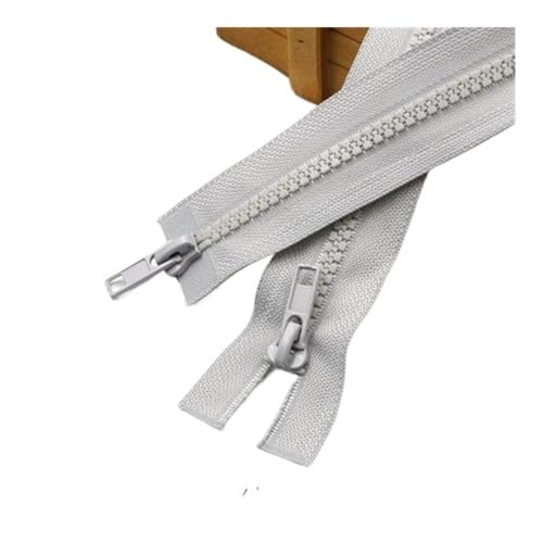 MORENTSU 5 Stück Doppelend-Reißverschlüsse 5# Harz-Reißverschluss treffen offenes Ende 50/60/70/80/120/150/200 cm für DIY Schlafsäcke, Sofa, Kleidung, Handwerk, Nähen (Grau, 80 cm _ 5) von MORENTSU