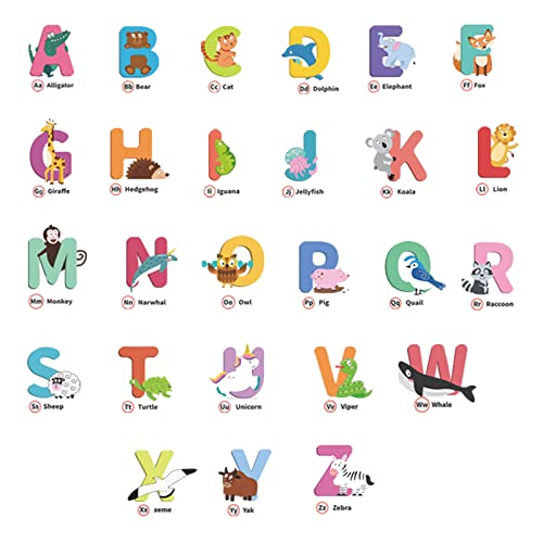 MOROBOR ABC-Aufkleber, Tierförmige Wort-Buchstaben-Aufkleber für Wände oder Schränke im Kinderzimmer, Kindergarten, Kinderzimmer, Arbeitszimmer usw. von MOROBOR