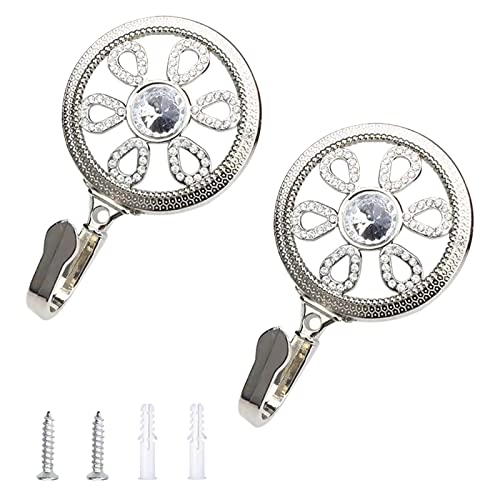 Morobor Gardinenhaken, 2 Stück Vintage runde hohle Kristallhaken Vorhang Raffhalter Haken dekorative Wandhaken Mantelhaken Kleiderbügel Küche Handtuchhalter für Badezimmer Küche (Silber) von MOROBOR