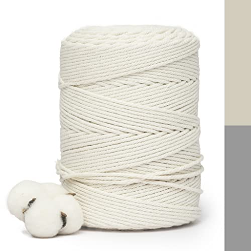 Makramee Garn 3mm x 300m - 100% Baumwolle - Baumwollseil für Makramee DIY, Wandteppiche, Pflanzenhänger, Deko & Basteln – Weich & Recycelbar von MORRENT