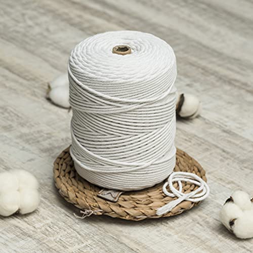 Makramee Garn 3mm x 300m - 100% Baumwolle - Baumwollseil für Makramee DIY, Wandteppiche, Pflanzenhänger, Deko & Basteln – Weich & Recycelbar von MORRENT
