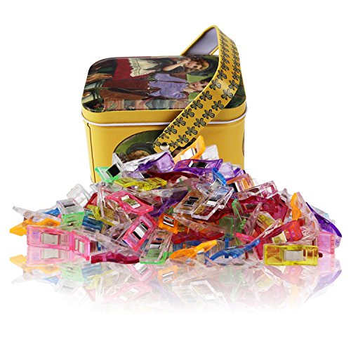 Wonder Clips-Packung mit 100 Pieces Mehrzweck Nähen Clips Craft Zubehör zum Nähen, Quilten, Häkeln, Basteln und Stricken, Tin Box-Paket von MORSLER