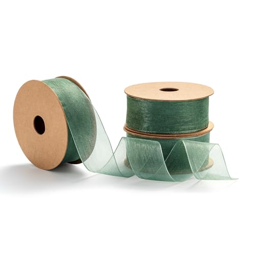 MORSUNBELA Bänder Hochzeit Dunkelgrün,Organzaband Grün,Geschenkband Breit Eukalyptus Grün,25 mm X 9 m,Schleifenband Organza Dekoband Grüner MORSUNBELA Bänder Hochzeit Dunkelgrün,Organzaband Grün,Geschenkband Breit Eukalyptus Grün,25 mm X 9 m,Schleifenband Organza Dekoband Grüner von MORSUNBELA