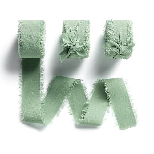 MORSUNBELA Band Eukalyptus Grün, Chiffon-Geschenkband, Schleifenband Grün für Hochzeitseinladungen, Brautsträuße, Geschenkverpackungen, 3 Rollen, 25 mm x 4,5 Meter, Hellgrün MORSUNBELA Band Eukalyptus Grün, Chiffon-Geschenkband, Schleifenband Grün für Hochzeitseinladungen, Brautsträuße, Geschenkverpackungen, 3 Rollen, 25 mm x 4,5 Meter, Hellgrün von MORSUNBELA