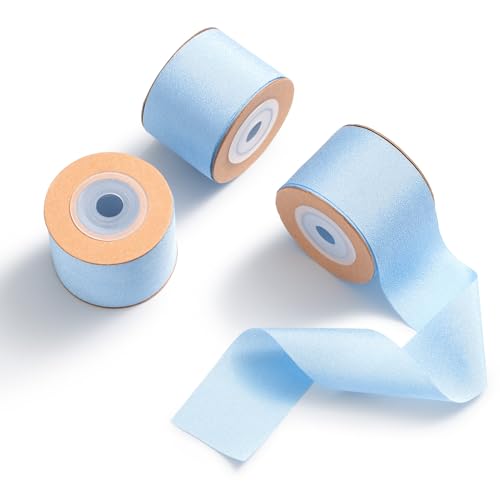 MORSUNBELA Blau Schleifenband Breit Geschenkband Hellblau Seidenband Hochzeit Chiffonband Dekoband Stoff 3,8 cm x 9 m,3 Rolls MORSUNBELA Blau Schleifenband Breit Geschenkband Hellblau Seidenband Hochzeit Chiffonband Dekoband Stoff 3,8 cm x 9 m,3 Rolls von MORSUNBELA