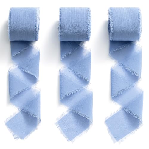 MORSUNBELA Chiffonband Blau 3,8cm Schleifenband Hochzeit Geschenkband Stoffband Fransen Dekoband Seidenband MORSUNBELA Chiffonband Blau 3,8cm Schleifenband Hochzeit Geschenkband Stoffband Fransen Dekoband Seidenband von MORSUNBELA