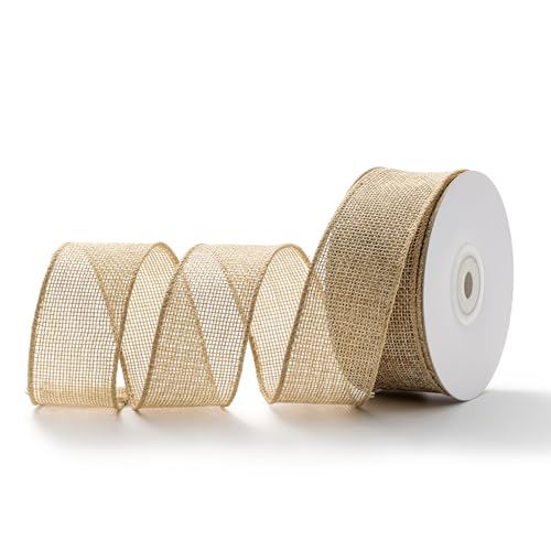 MORSUNBELA Geschenkband Breit Draht Juteband 3,8 cm x 9 M Vintage Schleifenband mit Drahtkante Verdrahtet Sackleinen Decoband MORSUNBELA Geschenkband Breit Draht Juteband 3,8 cm x 9 M Vintage Schleifenband mit Drahtkante Verdrahtet Sackleinen Decoband von MORSUNBELA
