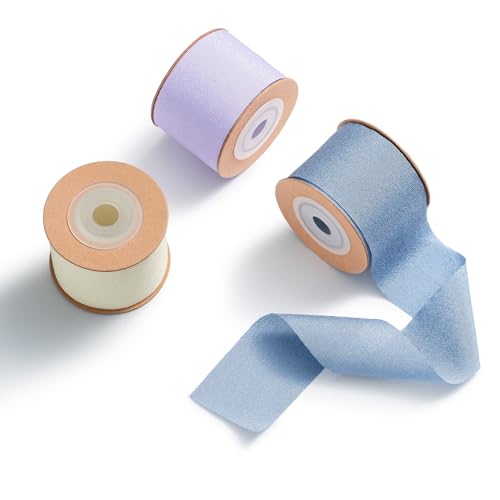 MORSUNBELA Geschenkband Breit Schleifenband Bänder Hochzeit Dekoband Seidenband Stoff,3 Rolls,38 mm x 9 m von MORSUNBELA