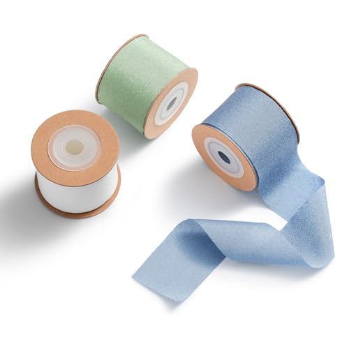 MORSUNBELA Geschenkband Breit Schleifenband Dekoband Hochzeit Bänder Seidenband 3,8 cm x 9 m,3 Rolls von MORSUNBELA
