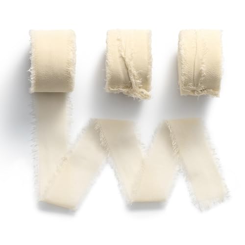 MORSUNBELA Geschenkband Chiffon Nude Seidenband Hochzeit Schleifenband Dekoband Taufe Festival Bänder Chiffonband Fransen 2,5 cm x 19 m,Champagner MORSUNBELA Geschenkband Chiffon Nude Seidenband Hochzeit Schleifenband Dekoband Taufe Festival Bänder Chiffonband Fransen 2,5 cm x 19 m,Champagner von MORSUNBELA
