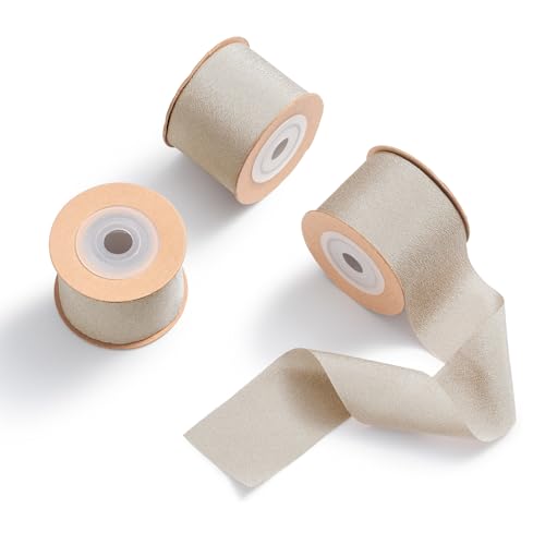 MORSUNBELA Geschenkband Hellbraun Schleifenband Hochzeit Breit Bänder Seidenband Natur Dekoband Stoff 3,8 cm x 9 m,3 Rolls MORSUNBELA Geschenkband Hellbraun Schleifenband Hochzeit Breit Bänder Seidenband Natur Dekoband Stoff 3,8 cm x 9 m,3 Rolls von MORSUNBELA