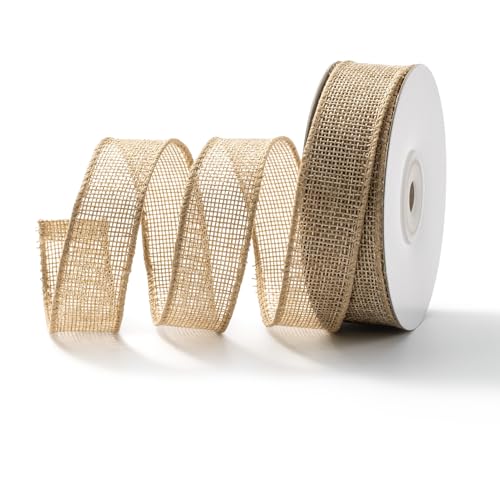 MORSUNBELA Geschenkband Natur Goldband Schleifenband mit Draht Juteband mit Drahtkante Seidenband Jute Dekoband,25 mm x 6,3 m MORSUNBELA Geschenkband Natur Goldband Schleifenband mit Draht Juteband mit Drahtkante Seidenband Jute Dekoband,25 mm x 6,3 m von MORSUNBELA