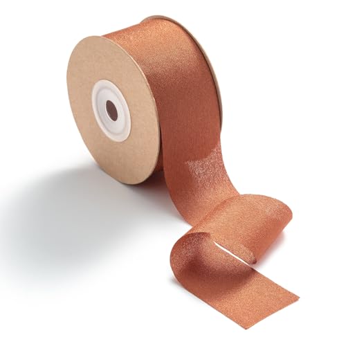 MORSUNBELA Geschenkband Terracotta 3,8 cm x 23 m Dickes Schleifenband Hochzeit Chiffonband Stoffband Seidenband Breit für Geschenk,Schleifen von MORSUNBELA