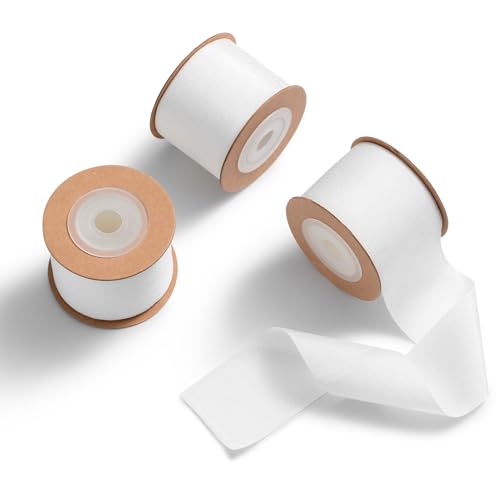 MORSUNBELA Geschenkband Weiß Schleifenband Weiss Bänder Hochzeit Seidenband Breit Dekoband Stoff 3,8 cm x 9 m,3 Rolls MORSUNBELA Geschenkband Weiß Schleifenband Weiss Bänder Hochzeit Seidenband Breit Dekoband Stoff 3,8 cm x 9 m,3 Rolls von MORSUNBELA