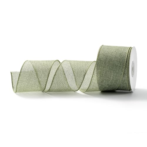 MORSUNBELA Grün Schleifenband Juteband mit Draht Geschenkband Breit 6,3 cm x 9 m Dekoband Seidenband mit Drahtkante,Salbeigrün MORSUNBELA Grün Schleifenband Juteband mit Draht Geschenkband Breit 6,3 cm x 9 m Dekoband Seidenband mit Drahtkante,Salbeigrün von MORSUNBELA