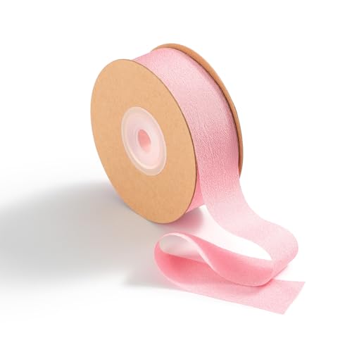 MORSUNBELA Rosa Schleifenband Geschenkband Hochzeit Altrosa Hochzeitsgeschenk Band Dekoband Breit Seidenband 2,5 cm x 23 m von MORSUNBELA