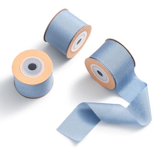 MORSUNBELA Schleifenband Blau Breit Hochzeit Geschenkband Grau Blau Chiffonband Blautöne Dekoband Seidenband 3,8 cm x 9 m,3 Rolls MORSUNBELA Schleifenband Blau Breit Hochzeit Geschenkband Grau Blau Chiffonband Blautöne Dekoband Seidenband 3,8 cm x 9 m,3 Rolls von MORSUNBELA