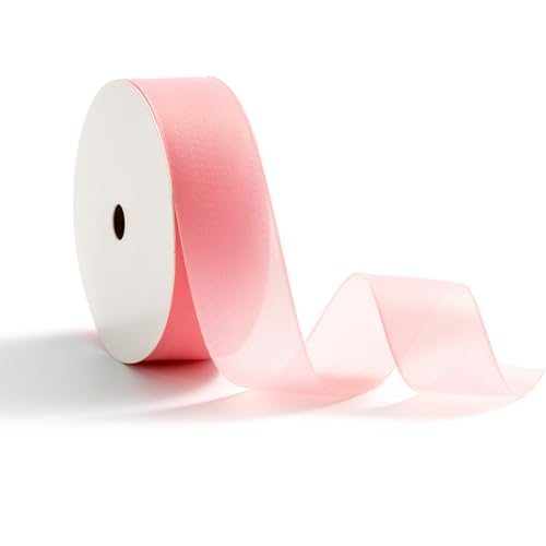 MORSUNBELA Schleifenband Rosa dünn Geschenkband Breit 25 mm Chiffon Dekoband Chiffonband Hochzeit Seidenband MORSUNBELA Schleifenband Rosa dünn Geschenkband Breit 25 mm Chiffon Dekoband Chiffonband Hochzeit Seidenband von MORSUNBELA