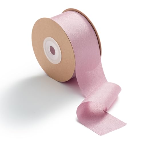 MORSUNBELA Schleifenband Altrosa 3,8 cm x 23 m Geschenkband Breit Hochzeit Bänder zum Basteln Seidenband Stoff Rosa Schleifen Chiffonband von MORSUNBELA