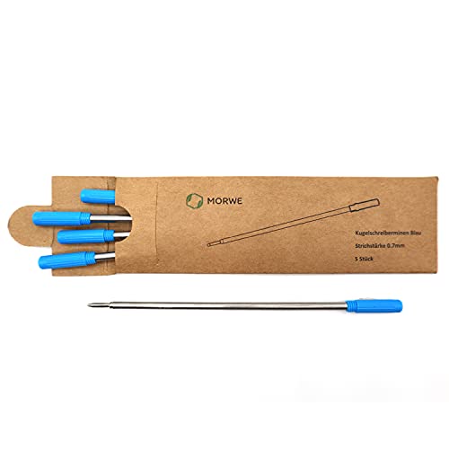 MORWE – Kugelschreiberminen blau/ 5er Set Internationale Minen C1 (Twist) passend für viele Kugelschreiber/Kugelschreiber-Minen aus Metall für nachfüllbare, nachhaltige Kugelschreiber blaue Tinte von MORWE