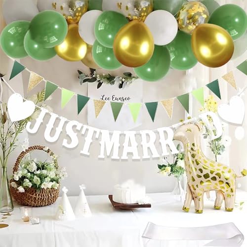 MOSNOW Luftballons Hochzeit Deko Salbeigrün,Just Married Girlande Ballons,Luftballons Grün Gold Weiß,Hochzeitsdeko Luftballons Set,Wimpelkette Outdoor Grün MOSNOW Luftballons Hochzeit Deko Salbeigrün,Just Married Girlande Ballons,Luftballons Grün Gold Weiß,Hochzeitsdeko Luftballons Set,Wimpelkette Outdoor Grün von MOSNOW