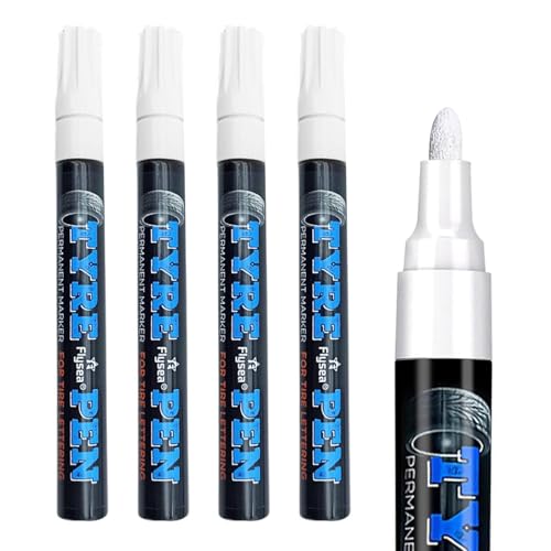 Auto Markierungsstift Weiß Gute Deckkraft Wasserfester stift Wasserfest Und Schnell Trocknender Permanent Marker Auto reparatur Weiß Stift Für Auto Motorrad von MOSTEDE
