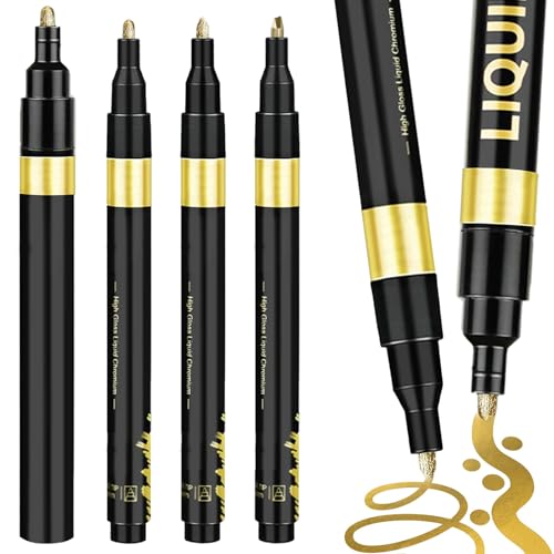 Metallic Chrom Markierungsstift Set 4 Stück Permanent Wasserfest Spiegeleffekt Metallic Marker Reflektierend Glänzend Permanenter Kunst Flüssig Chrom Stift Für Diy Basteln, Metallmodelle Metallic Chrom Markierungsstift Set 4 Stück Permanent Wasserfest Spiegeleffekt Metallic Marker Reflektierend Glänzend Permanenter Kunst Flüssig Chrom Stift Für Diy Basteln, Metallmodelle von MOSTEDE