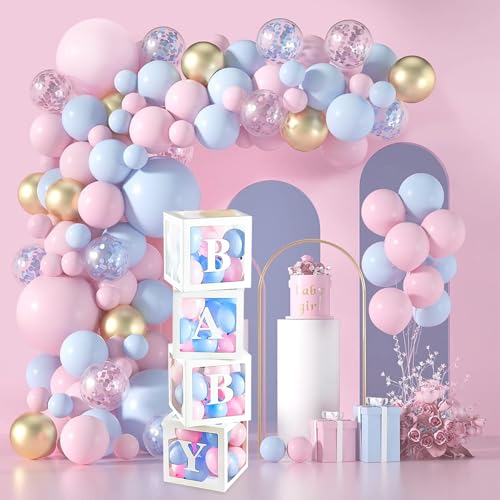 187 Stück Babyparty Deko Box, 4Pcs Weiße Transparente Ballonbox mit BABY Buchstaben 179 Rosa Rosa Gold Luftballons für Jungen Mädchen Gender Reveal Party, Baby Shower, Geburtstags 187 Stück Babyparty Deko Box, 4Pcs Weiße Transparente Ballonbox mit BABY Buchstaben 179 Rosa Rosa Gold Luftballons für Jungen Mädchen Gender Reveal Party, Baby Shower, Geburtstags von MOSTFUN